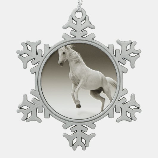 Ornement Flocon De Neige Cheval Equestre Blanc Mare (Devant)