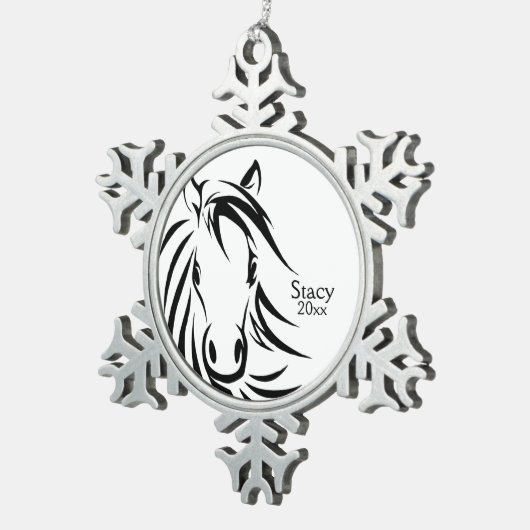Ornement Flocon De Neige Cheval noir (Vue impression)