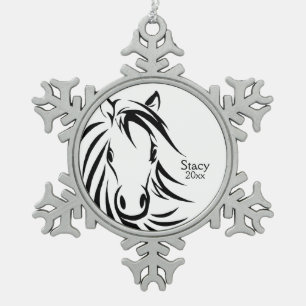 Ornement Flocon De Neige Cheval noir