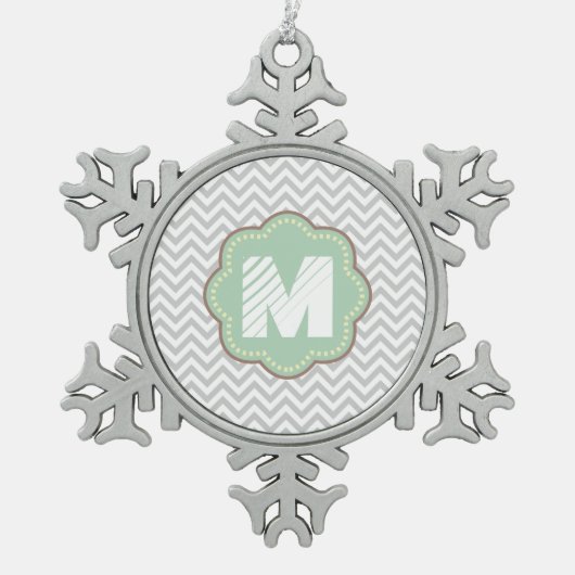 Ornement Flocon De Neige Chevron gris et blanc (Devant)