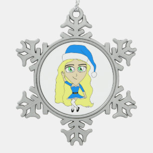 Ornement Flocon De Neige Chibi de Noël