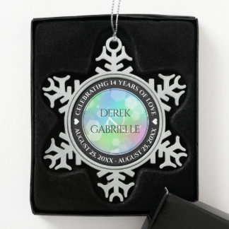 Ornement Flocon De Neige Chic 14e 24e 34e 43e anniversaire du Mariage Opal