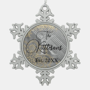 Ornement Flocon De Neige Chic Glittery Mandala Monogramme Nom de famille
