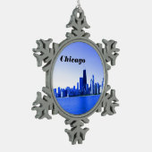 Ornement Flocon De Neige Chicago Skyline Deep Bluish Highlights (Gauche)