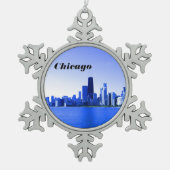 Ornement Flocon De Neige Chicago Skyline Deep Bluish Highlights (Devant)