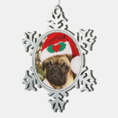 Ornement Flocon De Neige Chien de carlin de Noël (Vue impression)