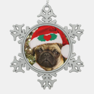 Ornement Flocon De Neige Chien de carlin de Noël