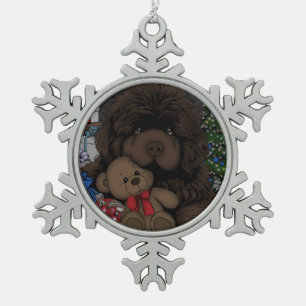 Ornement Flocon De Neige Chien de chiot de Terre-Neuve