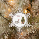 Ornement Flocon De Neige Chien de Noël italien Greyhound avec arbre<br><div class="desc">Oreilles garnies et prêtes à l'amusement,  ce Greyhound italien porte un casquette de Noël et une cravate arc rouge. Quelques tirages boueux sont laissés comme vous souhaitez un bon jour aux gens sur votre liste de Noël. Un arbre de vacances est joli à côté du chien.</div>