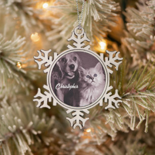 Ornement Flocon De Neige Chien et Chat, Recherche Personnalisée