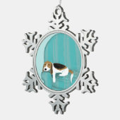 Ornement Flocon De Neige Chien heureux de divan - beagle somnolent mignon (Vue impression)
