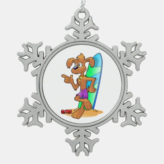 ORNEMENT FLOCON DE NEIGE CHIEN SURFEUR (Devant)