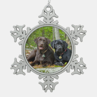 Ornement Flocon De Neige Chiens Chiens Marionnettes Black Lab Chocolat Labr