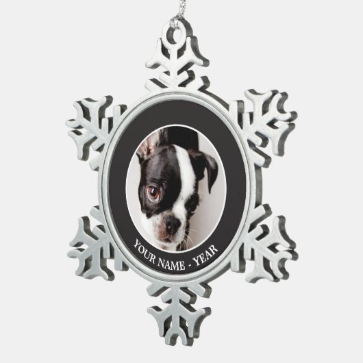 Ornement Flocon De Neige Chiot d'Edison Boston Terrier (Vue impression)