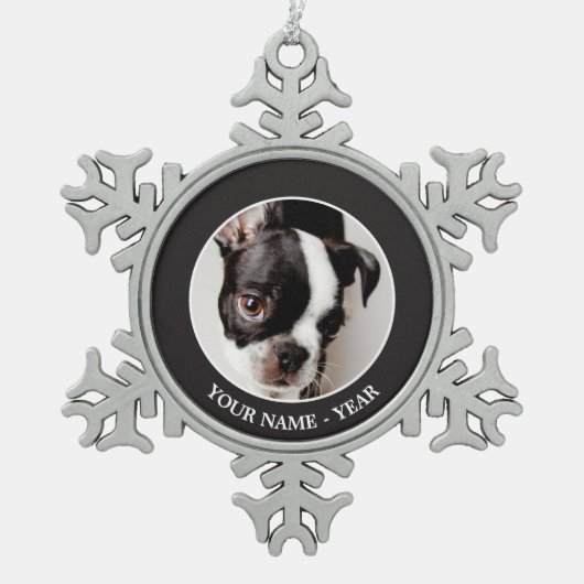 Ornement Flocon De Neige Chiot d'Edison Boston Terrier (Devant)