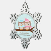 Ornement Flocon De Neige Chouette d'hiver Couple (Vue impression)