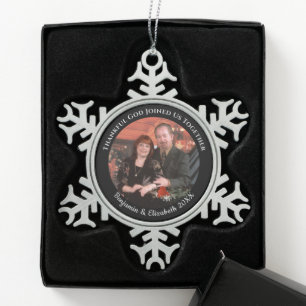 Ornement Flocon De Neige Christian Couples Christmas One Photo Black