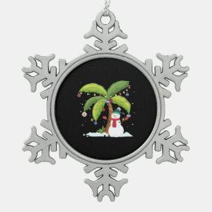 Ornement Flocon De Neige Christmas Palm Tree And Snowman