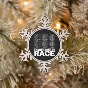 Ornement Flocon De Neige Citation de coureur en entraînement motivationnel