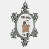 Ornement Flocon De Neige Citation drôle Accueil est où est votre chat (Gauche)