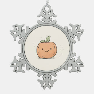 Ornement Flocon De Neige Citrouille d'aquarelle Cute Kawaii