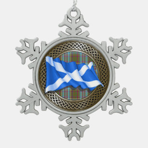 Ornement Flocon De Neige Clan Anderson Tartan Knot & Flag