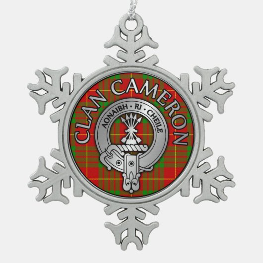 Ornement Flocon De Neige Clan Cameron Crest & Tartan (Devant)