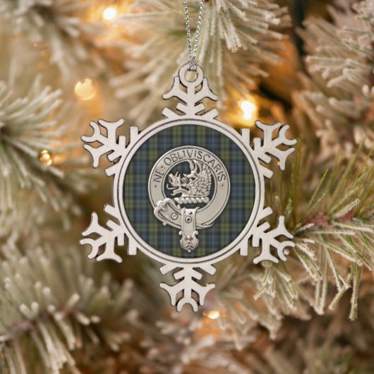 Ornement Flocon De Neige Clan Campbell Crest & Tartan (Arbre)