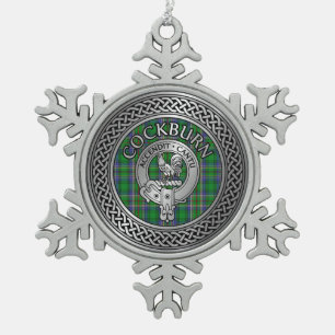 Ornement Flocon De Neige Clan Cockburn Crest & Tartan Knot