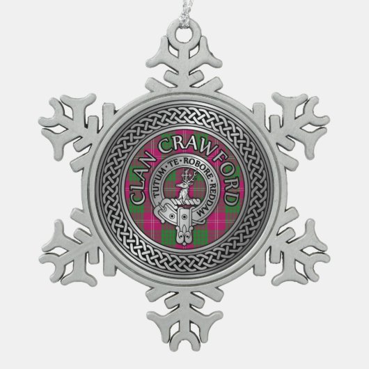 Ornement Flocon De Neige Clan Crawford Crest & Tartan Knot (Devant)