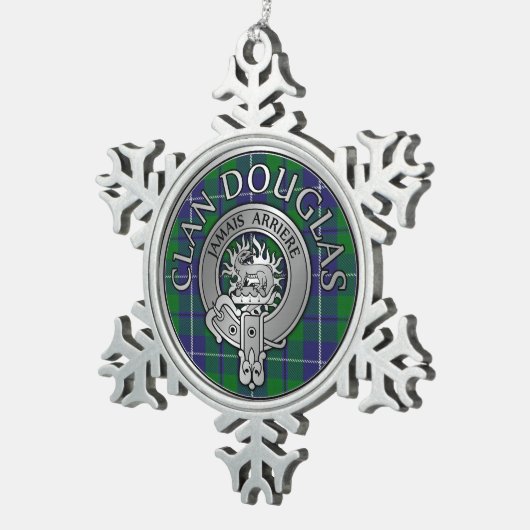 Ornement Flocon De Neige Clan Douglas Crest & Tartan (Vue impression)