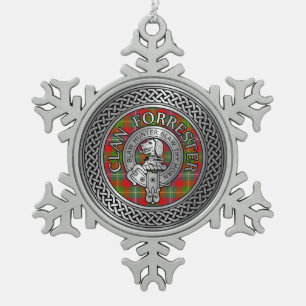 Ornement Flocon De Neige Clan Forrester Foster Crest & Tartan Knot