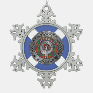 Ornement Flocon De Neige Clan Fraser Crest & Tartan Knot