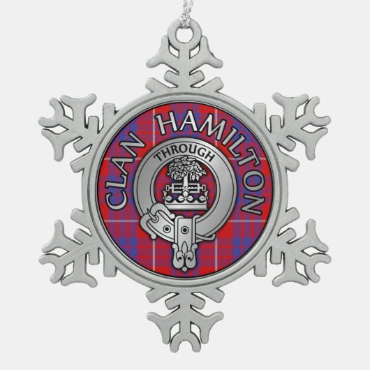 Ornement Flocon De Neige Clan Hamilton Crest & Tartan (Devant)