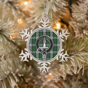 Ornement Flocon De Neige Clan MacKay Crest & Robe Tartan Snowflake Pewter