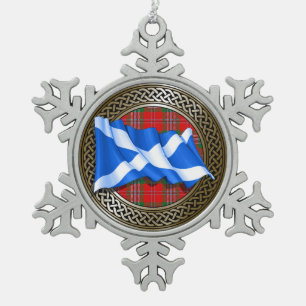 Ornement Flocon De Neige Clan MacLean Tartan Knot & Drapeau