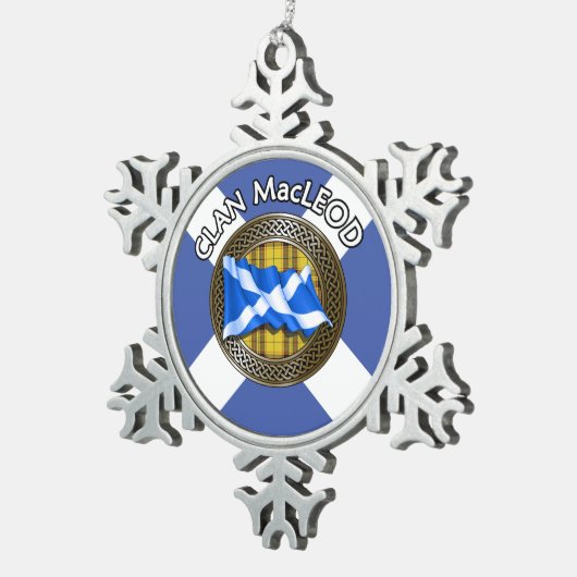 Ornement Flocon De Neige Clan MacLeod Tartan Knot & Drapeau (Vue impression)