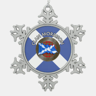 Ornement Flocon De Neige Clan Morrison Tartan Knot & Drapeau