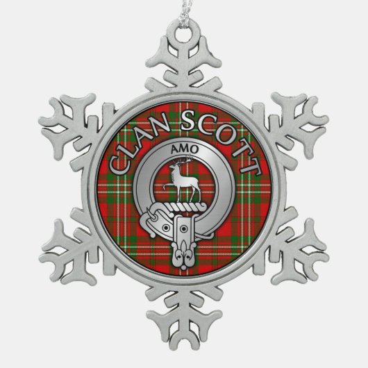 Ornement Flocon De Neige Clan Scott Crest & Tartan (Devant)