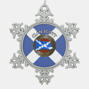 Ornement Flocon De Neige Clan Scott Tartan Knot & Drapeau