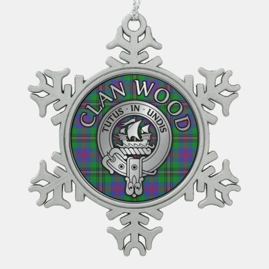 Ornement Flocon De Neige Clan Wood Crest & Tartan (Devant)
