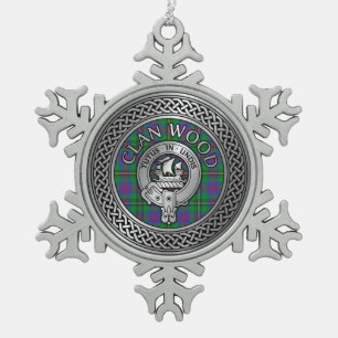 Ornement Flocon De Neige Clan Wood Crest & Tartan Knot