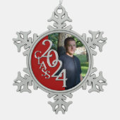 Ornement Flocon De Neige Classe de 2024 Red Graduation Photo (Devant)