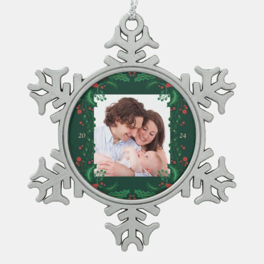 Ornement Flocon De Neige Classic Christmas Snowflake Ornament with Floram (Devant)