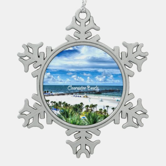 Ornement Flocon De Neige Clearwater Beach, Floride, destination de vacances (Devant)