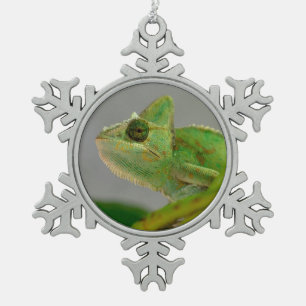 Ornement Flocon De Neige Closeup de caméléon voilé parmi la carte postale p