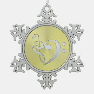 Ornement Flocon De Neige Coeur triple de clef basse de musique sur le