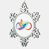 Ornement Flocon De Neige Colibri arc-en-ciel avec symbole Infinity (Vue impression)
