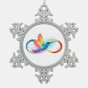Ornement Flocon De Neige Colibri arc-en-ciel avec symbole Infinity