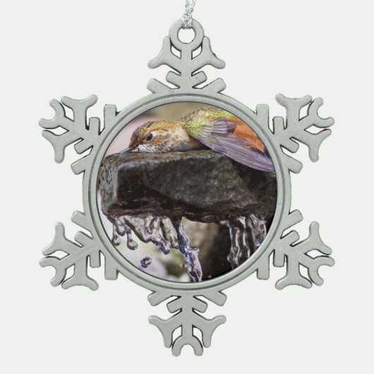 Ornement Flocon De Neige Colibri s'étendant dans l'eau (Devant)